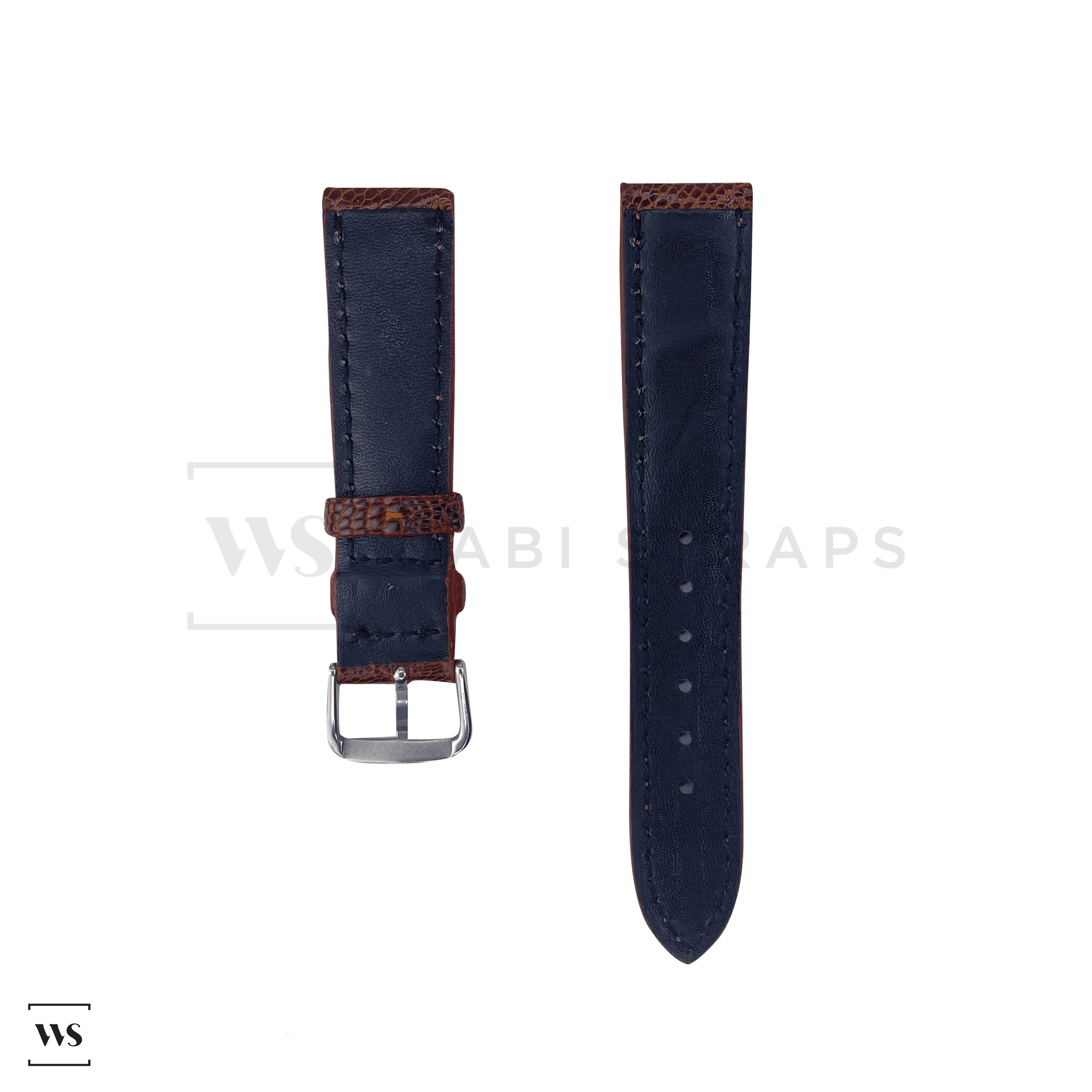 Brown Ostrich Handcrafted Leather Strap Front