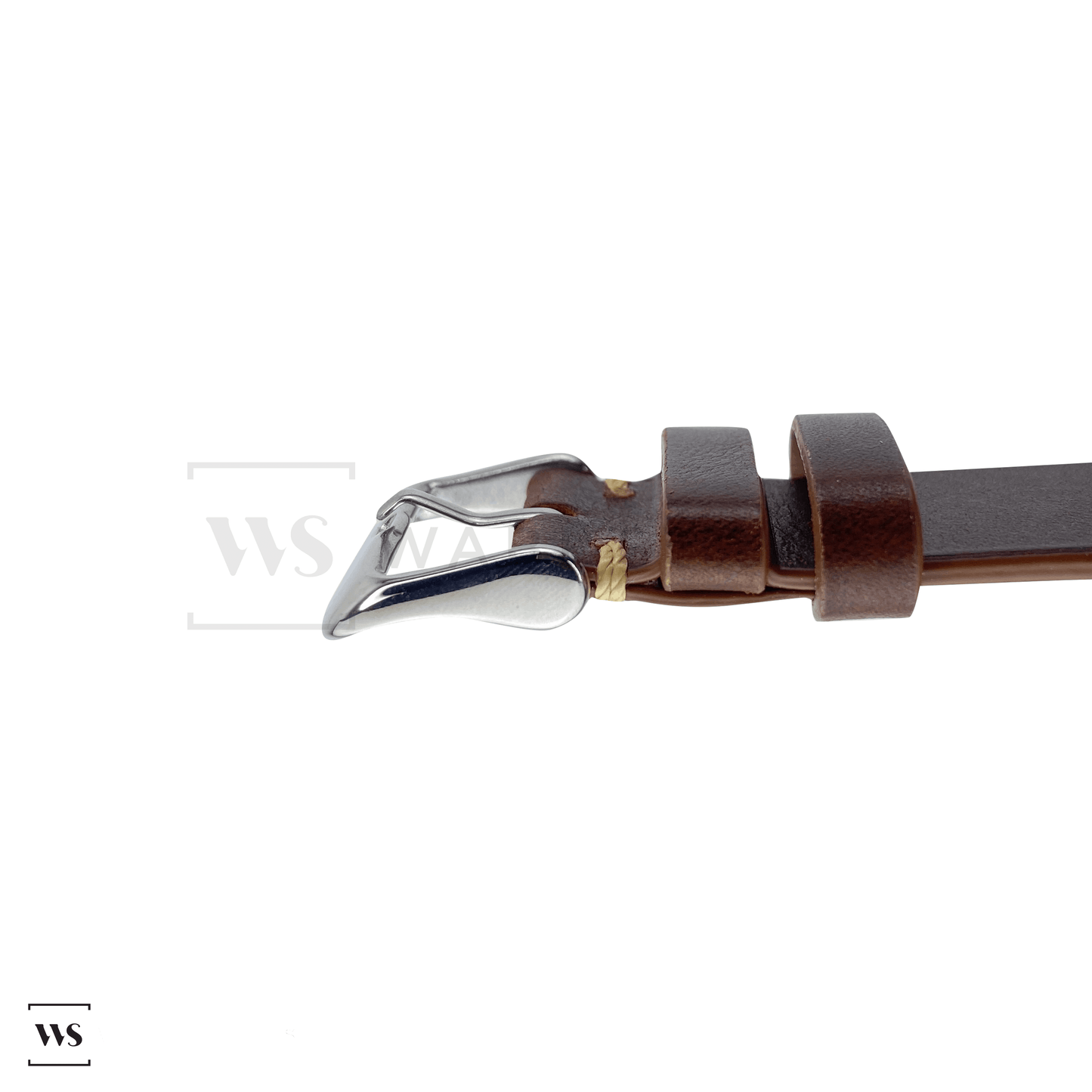 Brown Two Stitch Smooth Leather Strap Side