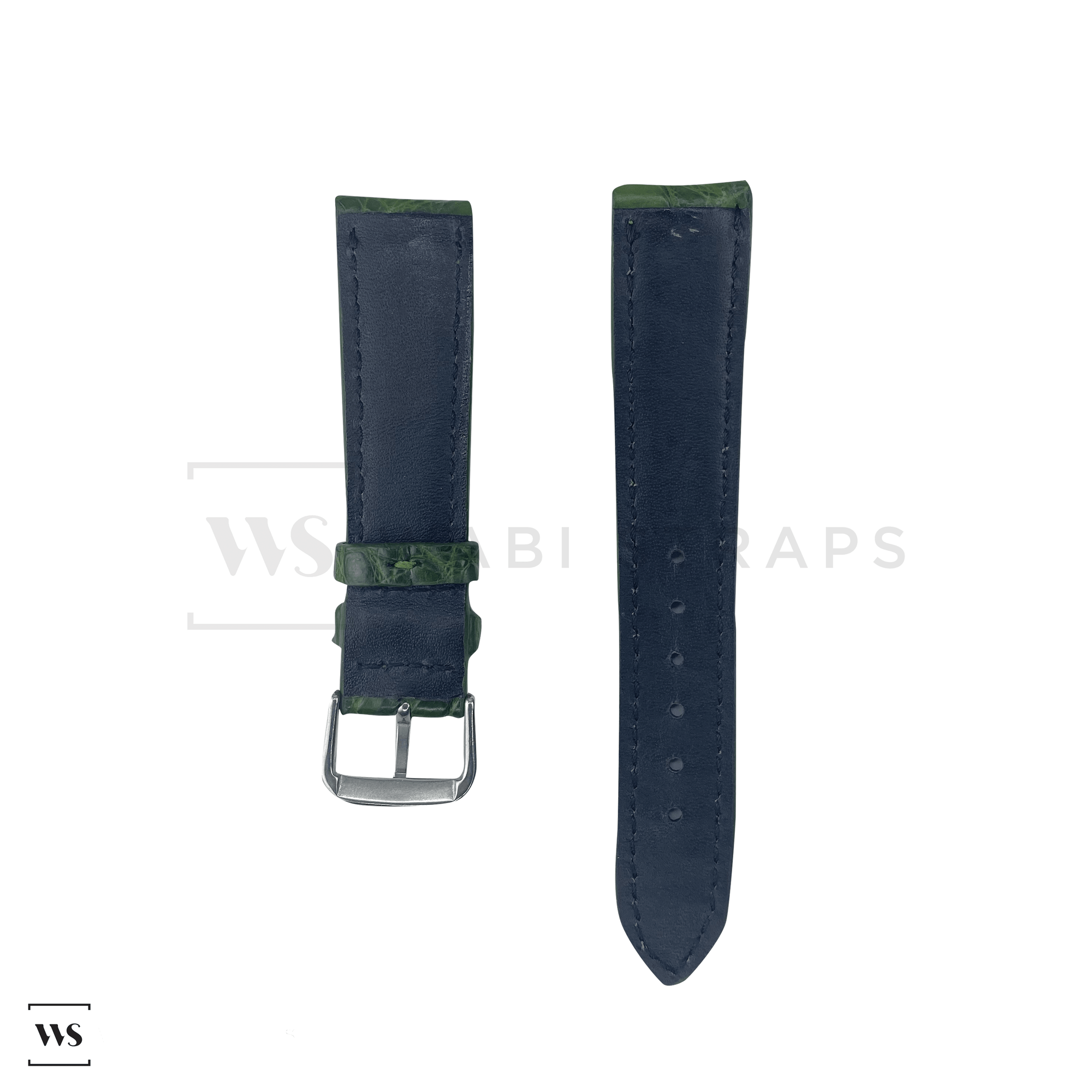 Green Alligator Exotic Leather Strap Front