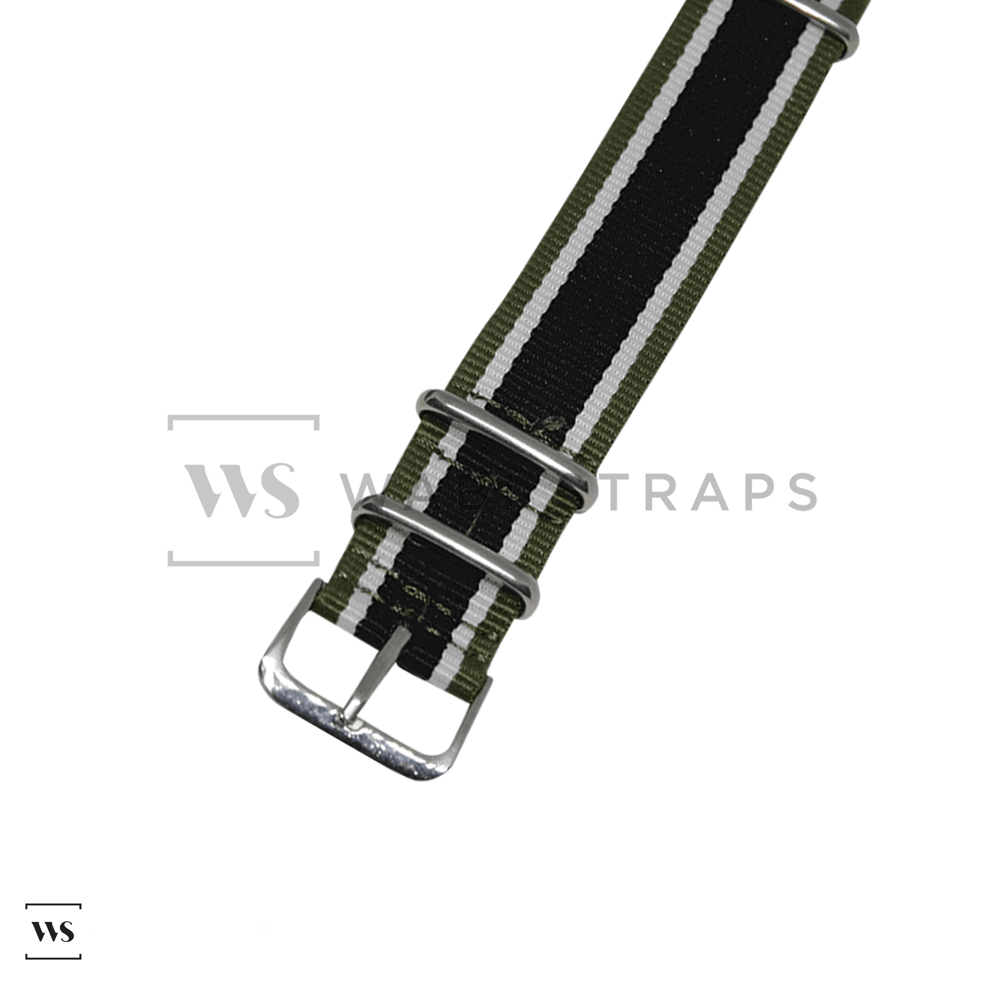 Green, White & Black Retro British Military Watch Strap