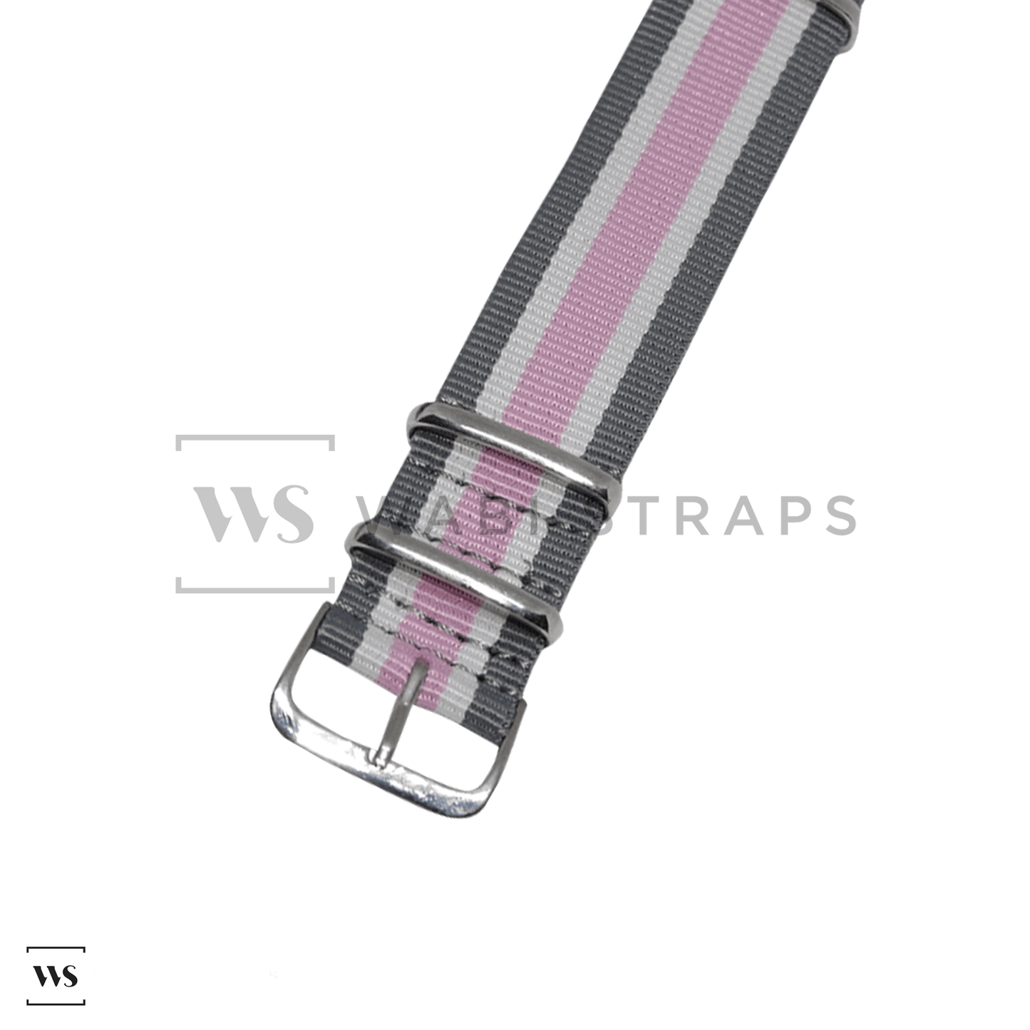Grey, White & Pink Retro British Military Watch Strap