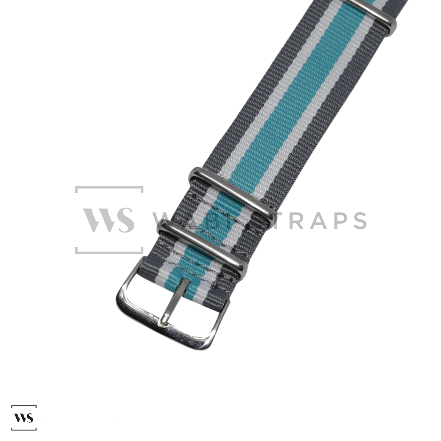 Grey, White & Turquoise Retro British Military Watch Strap