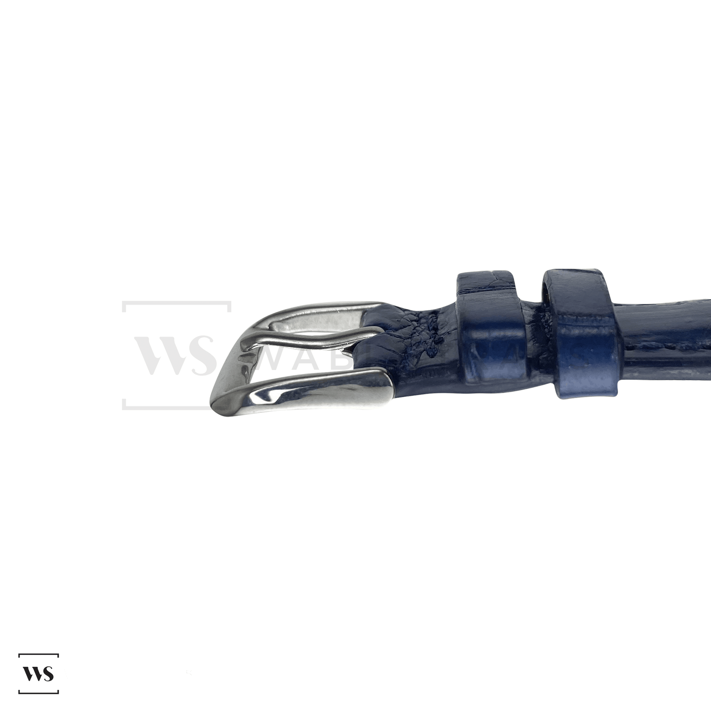 Navy Blue Crocodile Artisan Leather Strap Side