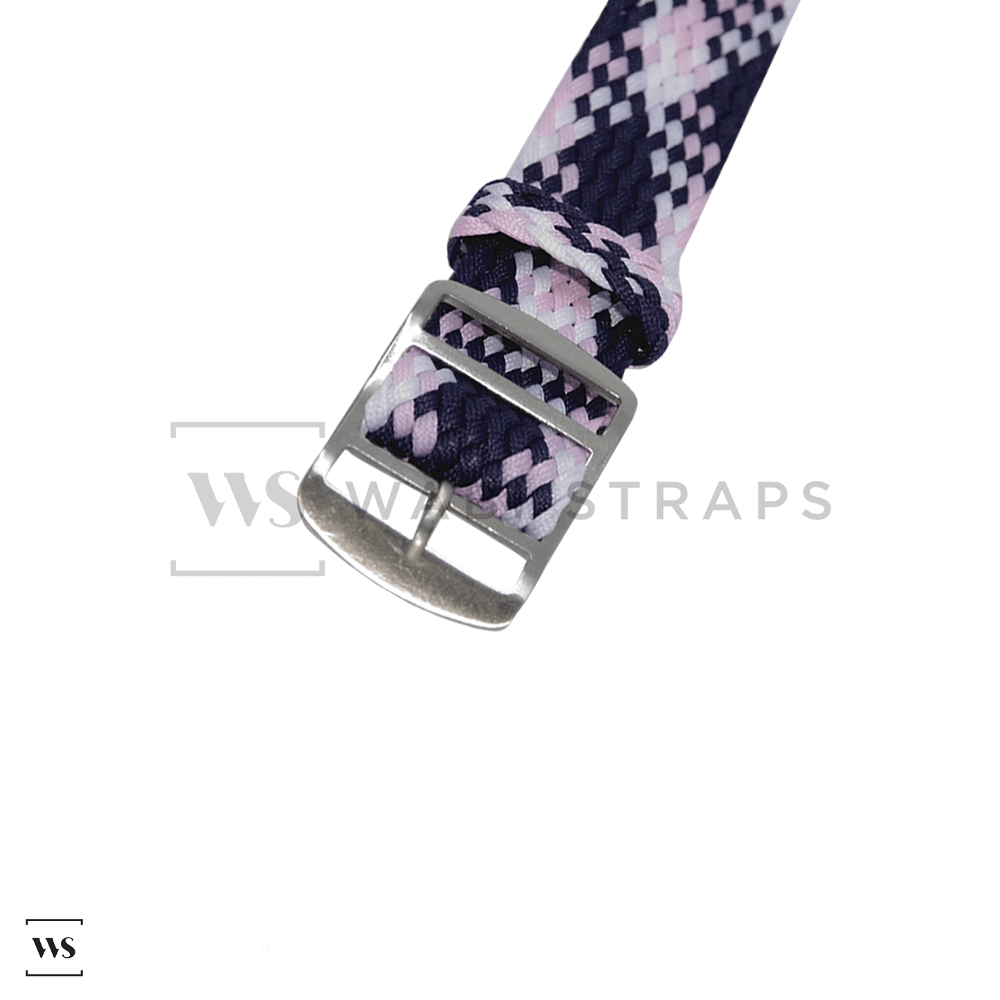 Pink, Blue & White Braided Perlon Strap Straight
