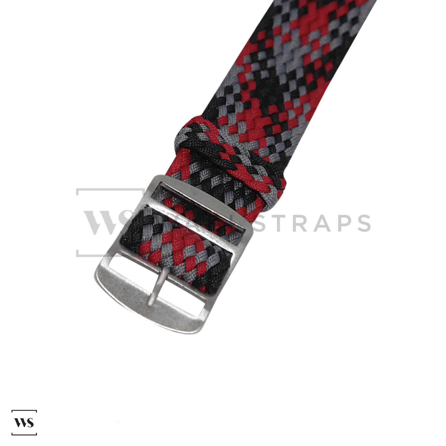 Red, Black & Grey Braided Perlon Strap Straight