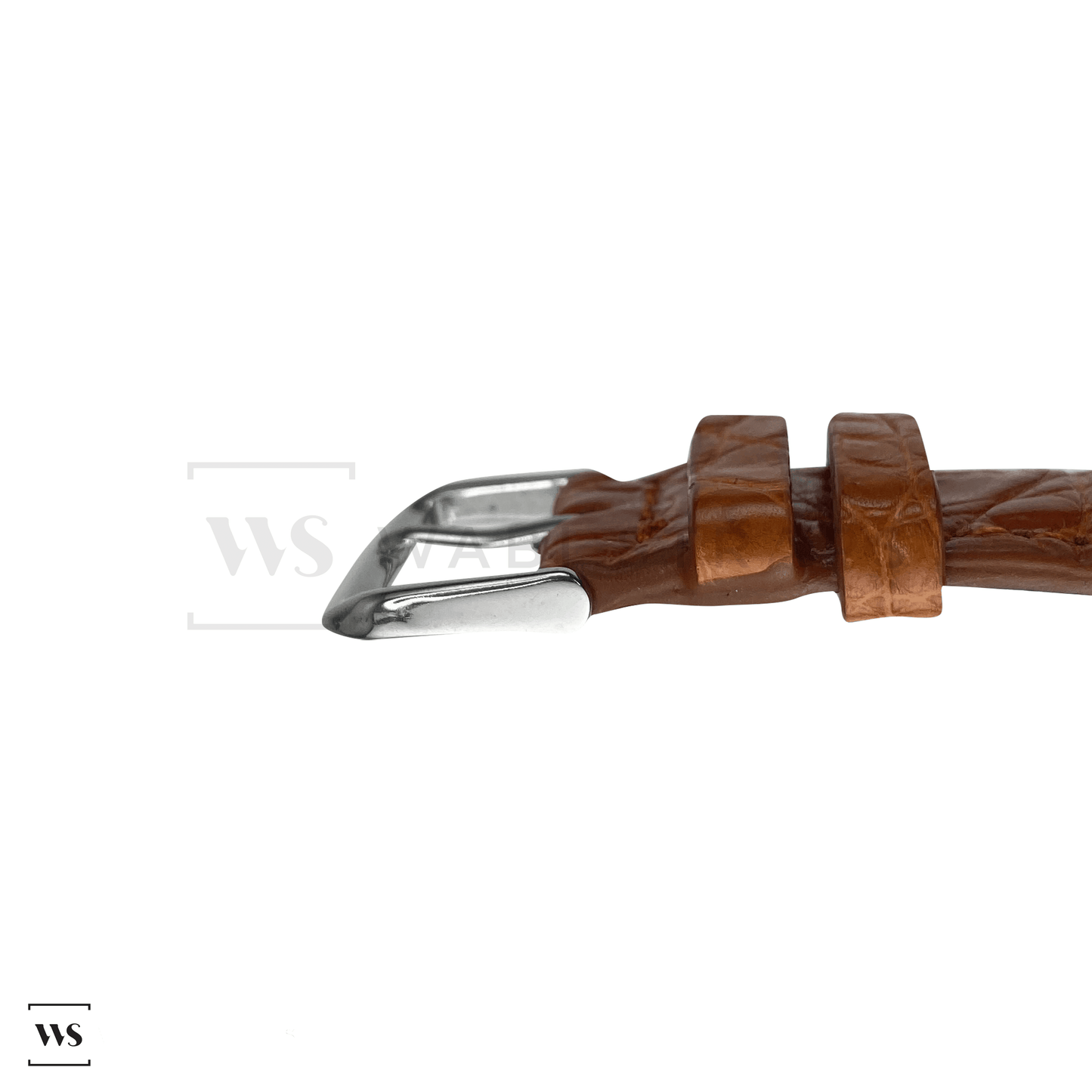 Tan Hornback Alligator Leather Strap Side