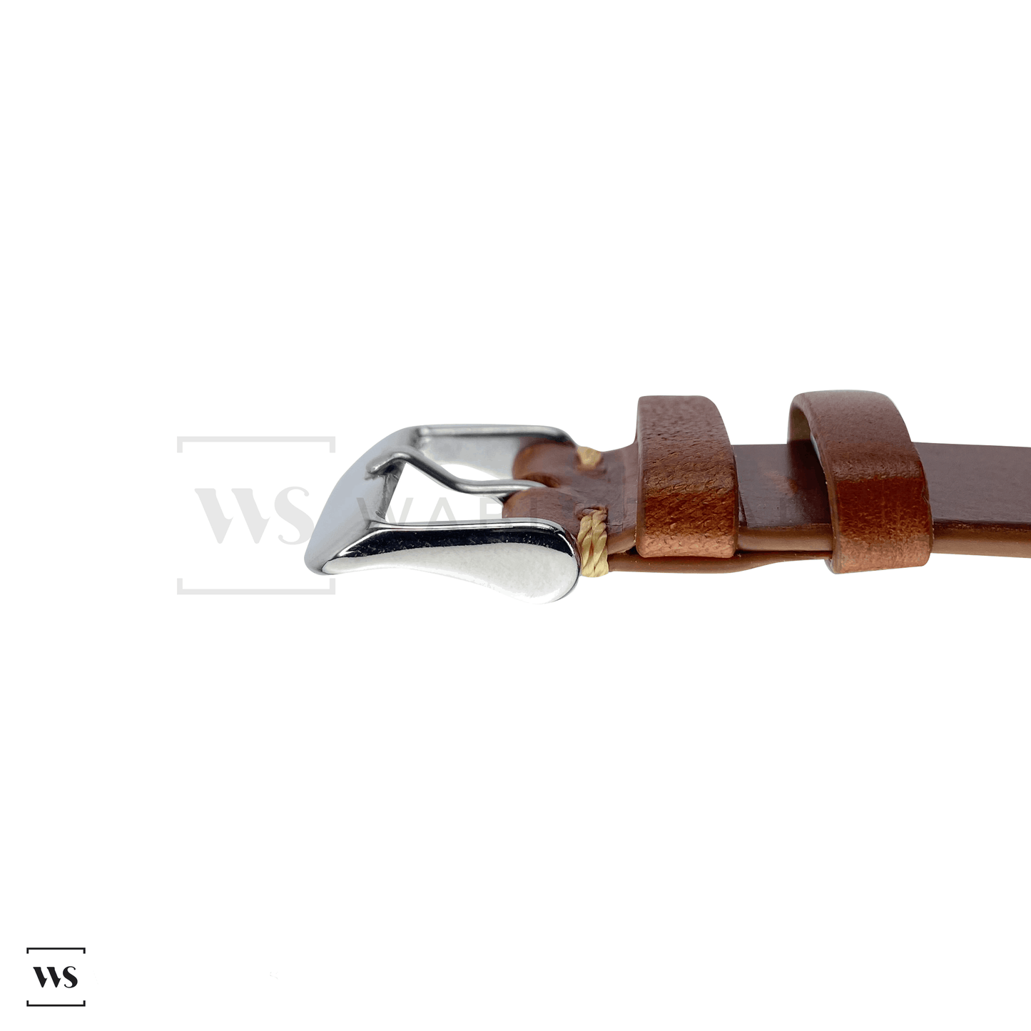 Tan Two Stitch Smooth Leather Strap Side