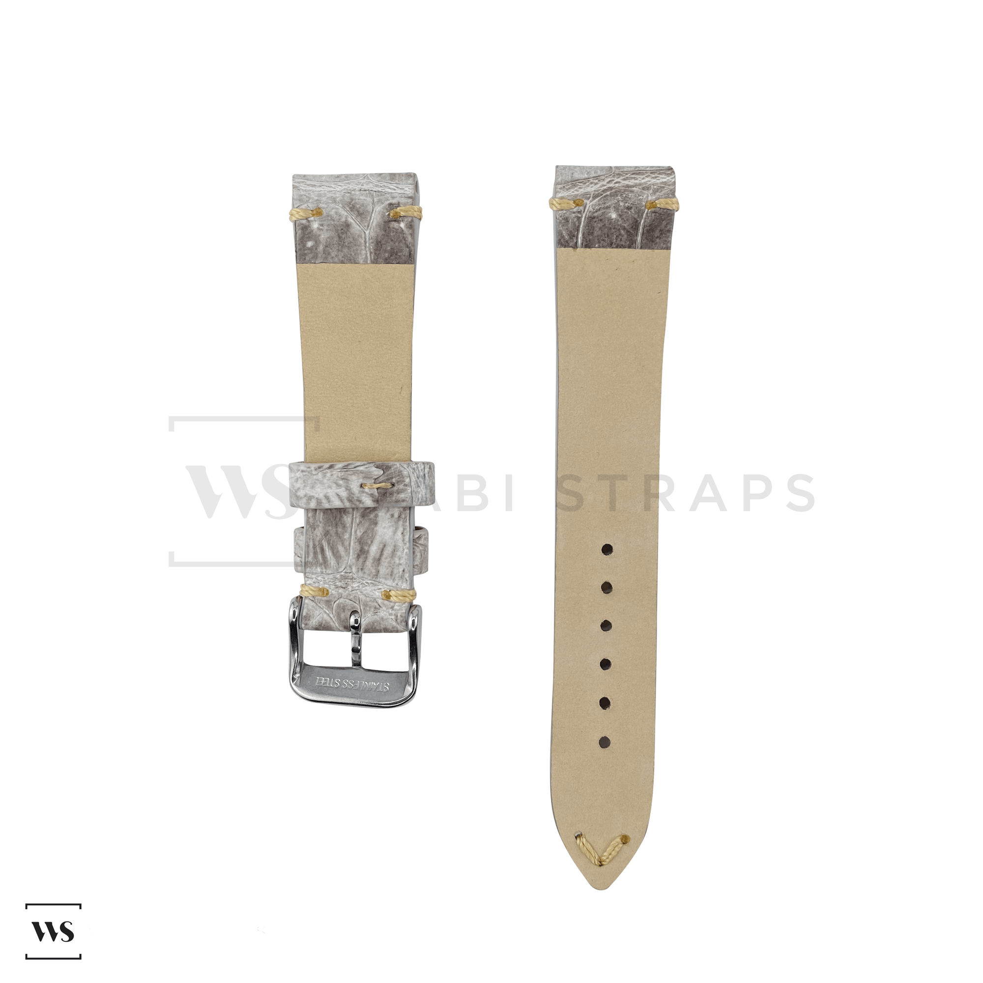 White Bamboo Vintage Leather Strap Front