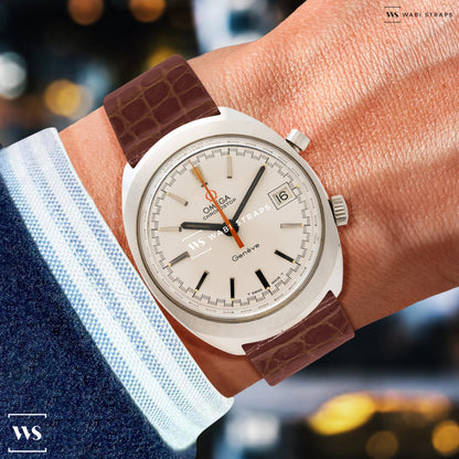 Tan Alligator Grain Embossed Leather Strap