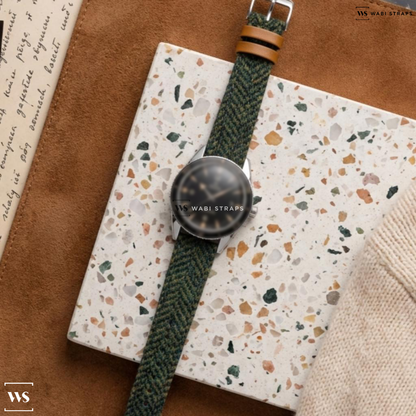 Green Fuzzy Grain Leather Watch Strap on Omega Vintage 2914 Railmaster PAF Military Provenance Circa 1960