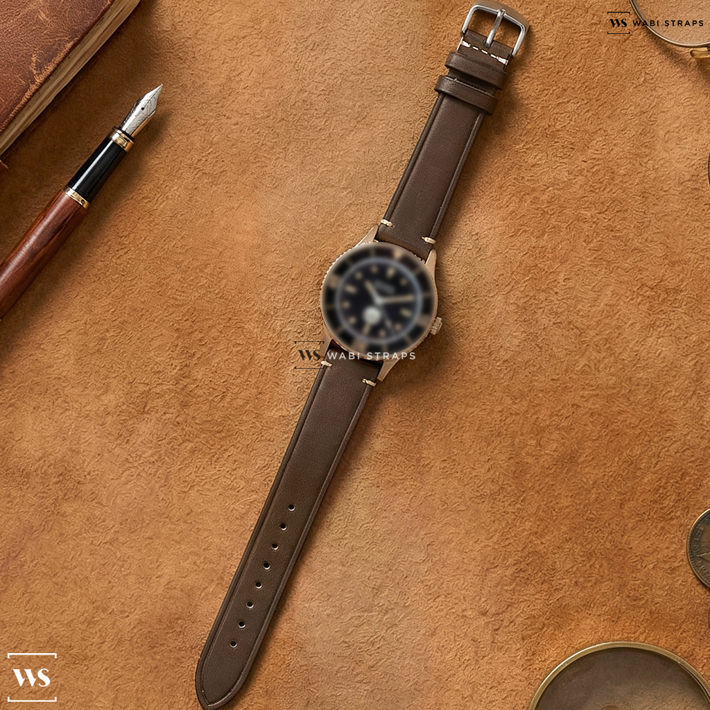 Green Oiled Leather Watch Strap on Blancpain Fifty Fathoms 70th Anniversary Act 3