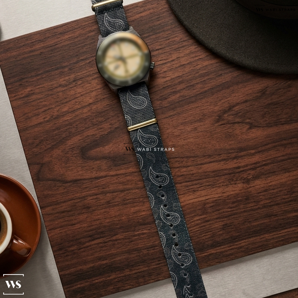 Grey/White Graphic Print Nylon Watch Strap on ADPT Series 1