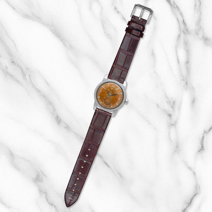 Brown Bamboo Grain Flat Leather Strap