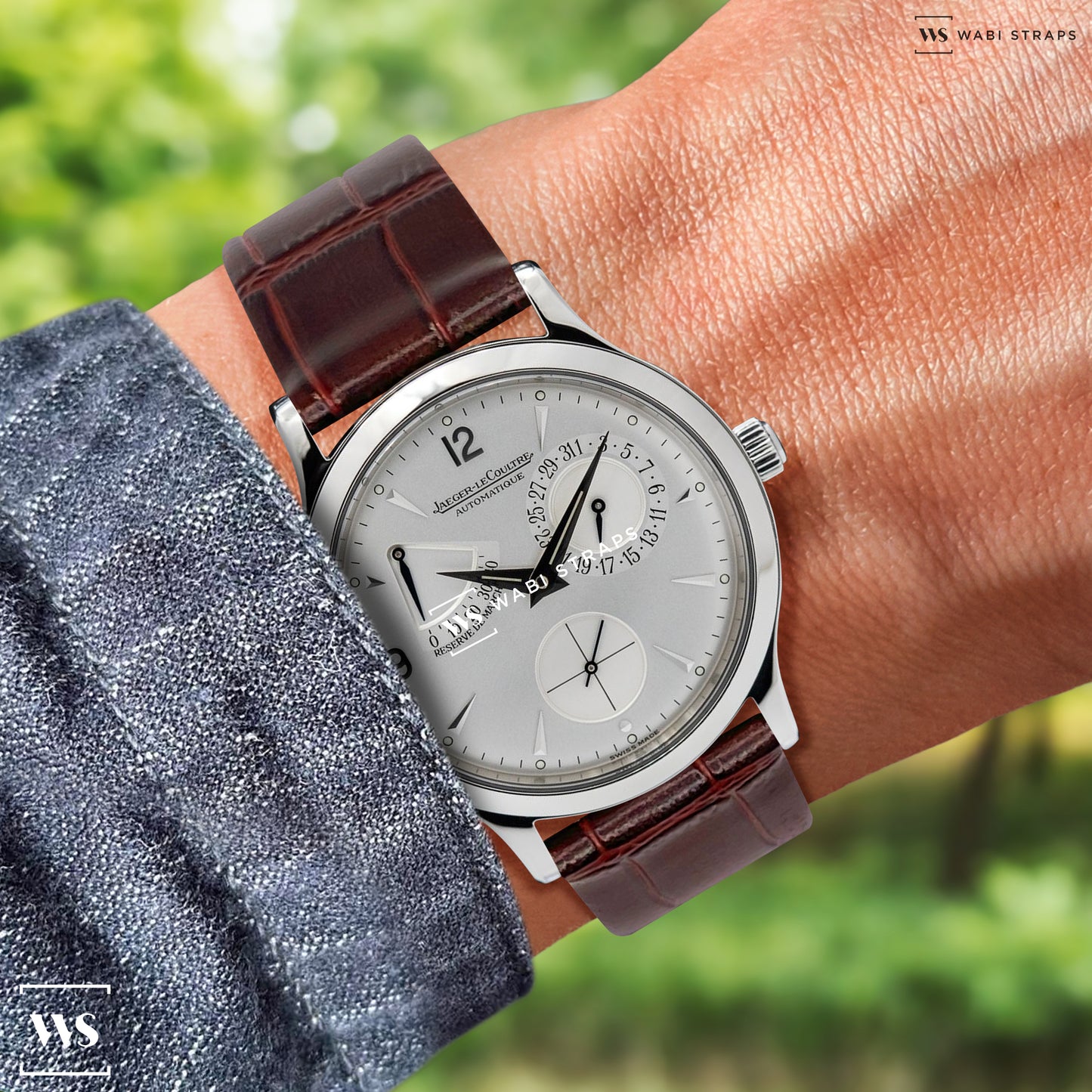 Brown Bamboo Grain Flat Leather Strap