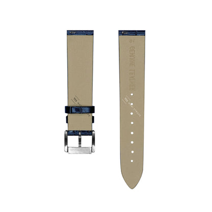 Blue Bamboo Grain Flat Leather Strap