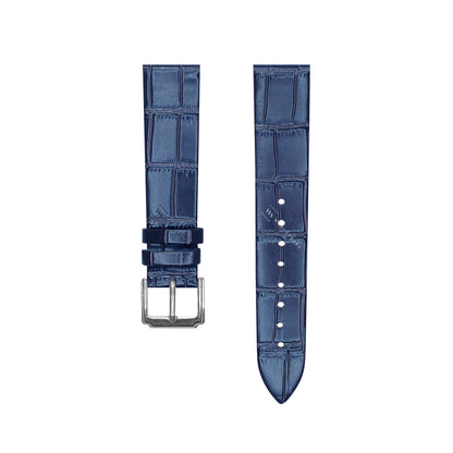 Blue Bamboo Grain Flat Leather Strap