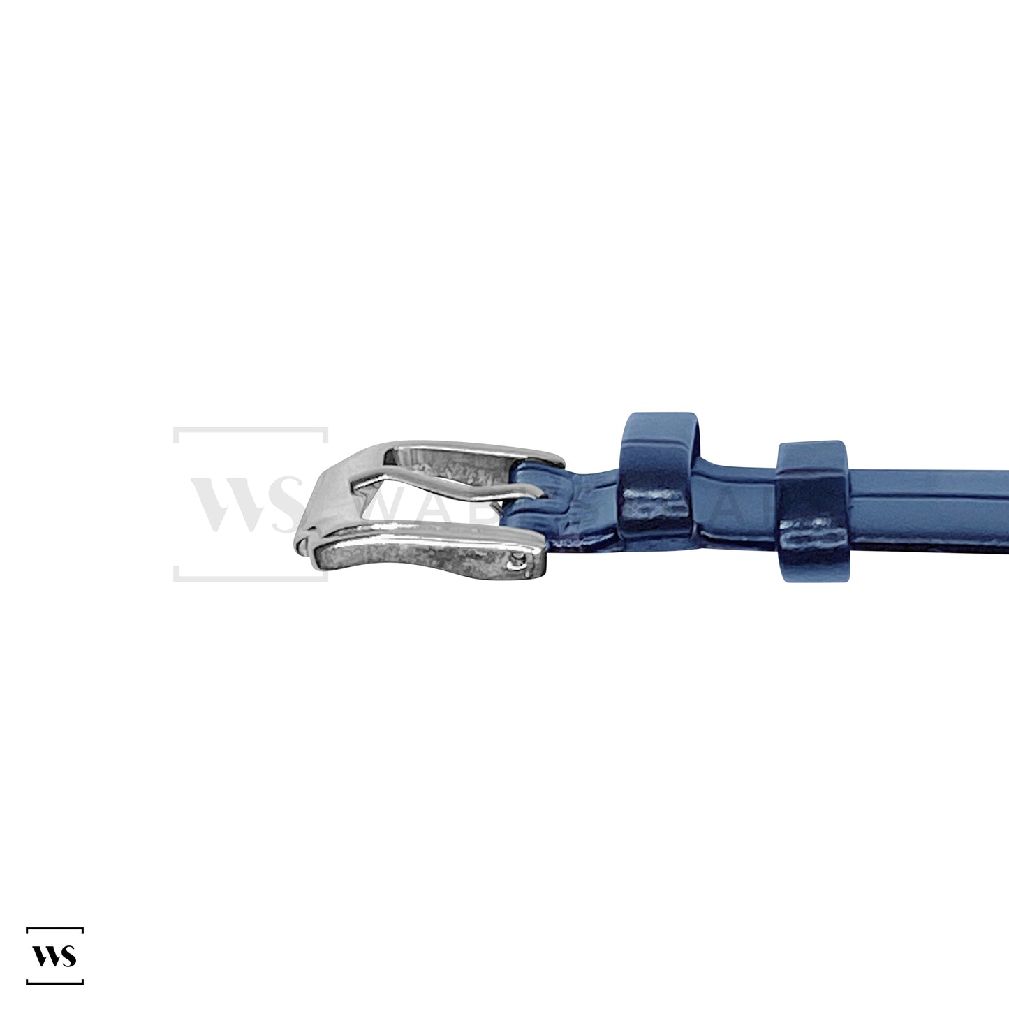 Blue Bamboo Grain Flat Leather Strap
