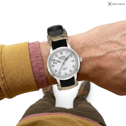Beige Woven Nylon Watch Strap on Bruno Sohnle Glashutte Hamburg Automatik Small