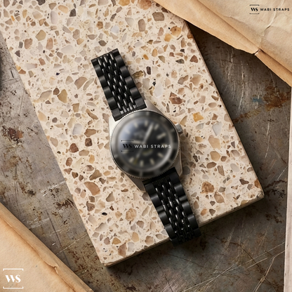 Black 5-Row Rice Beads Metal Watch Bracelet on Ball Engineer II M Skindiver Heritage