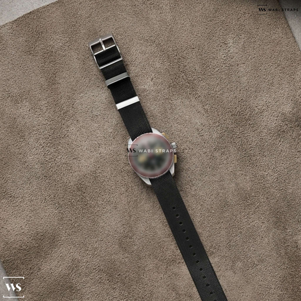 Black Basic Nylon Watch Strap on William Wood Watches Triumph Collection 41mm Mens Watch Black WWTH01