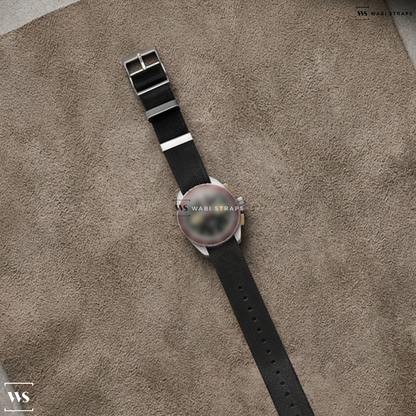 Black Basic Nylon Watch Strap on William Wood Watches Triumph Collection 41mm Mens Watch Black WWTH01