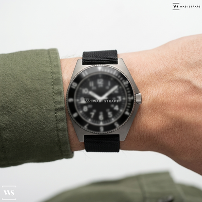 Black Basic Nylon Watch Strap on Benrus Type II