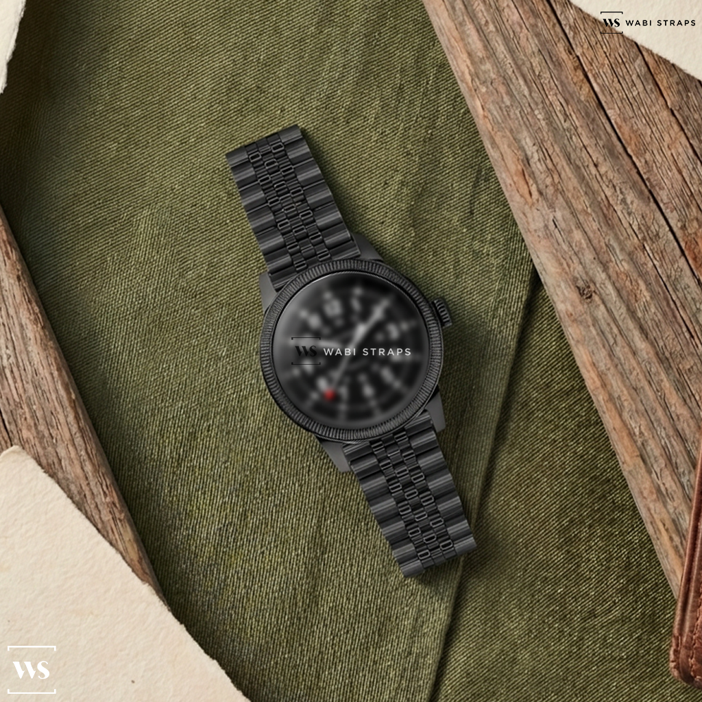Black Jubilee Metal Watch Bracelet on Oris Pro Pilot Coulson 3D Printed 41mm Mens Watch - Limited Edition 01 400 7784 8786-SET