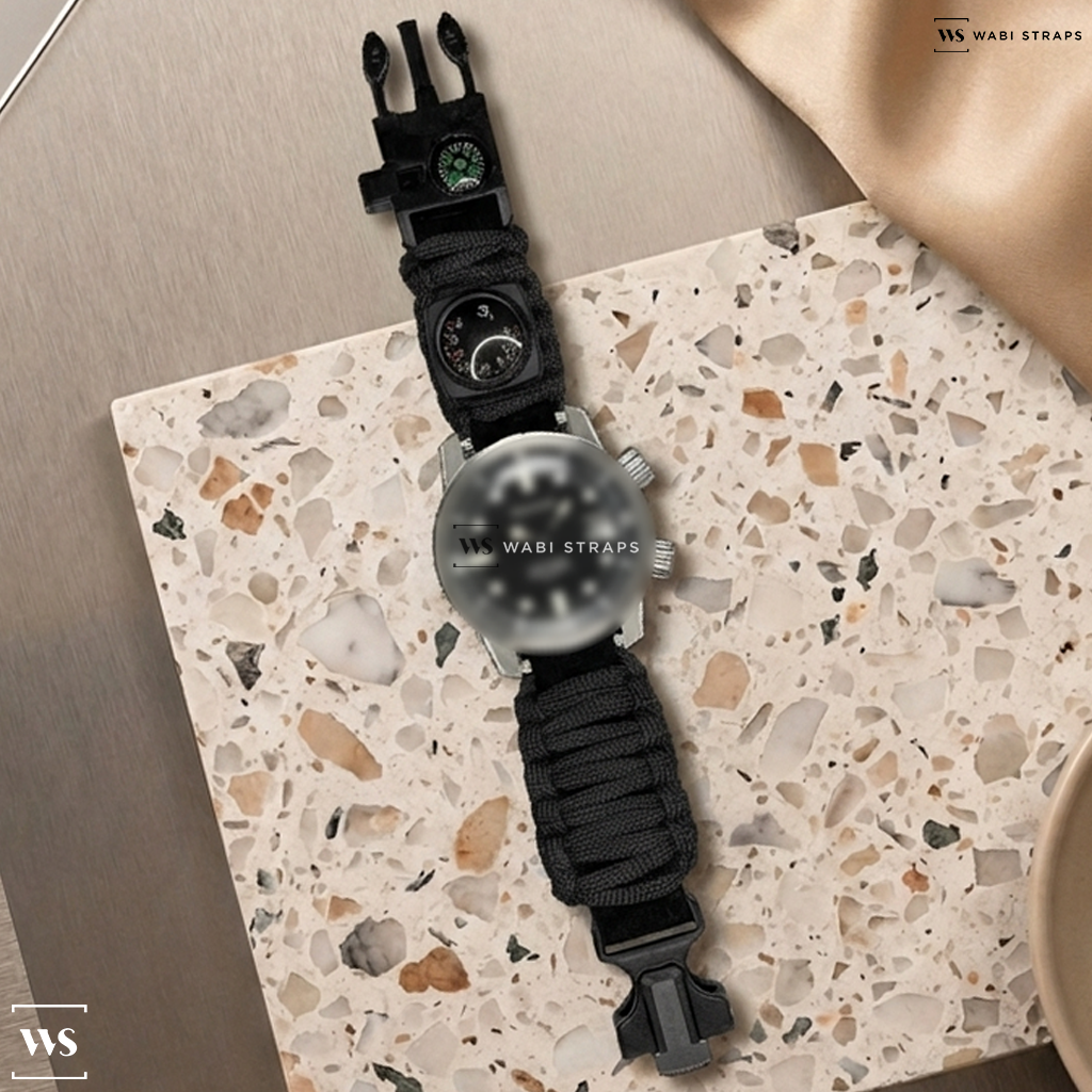Black Woven Nylon Watch Strap on Benrus Ultra-Deep