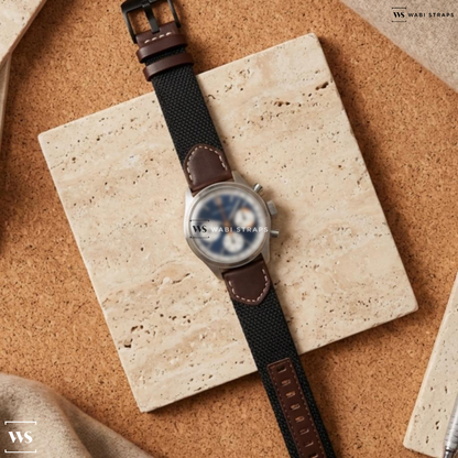 Black Hybrid Leather Watch Strap on Oak & Oscar The Atwood