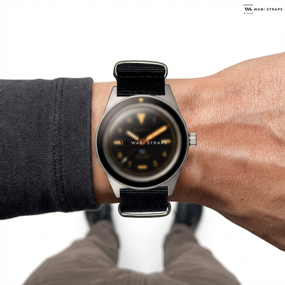 Black Solid Plain Nylon Watch Strap on FLEUX - FLX002