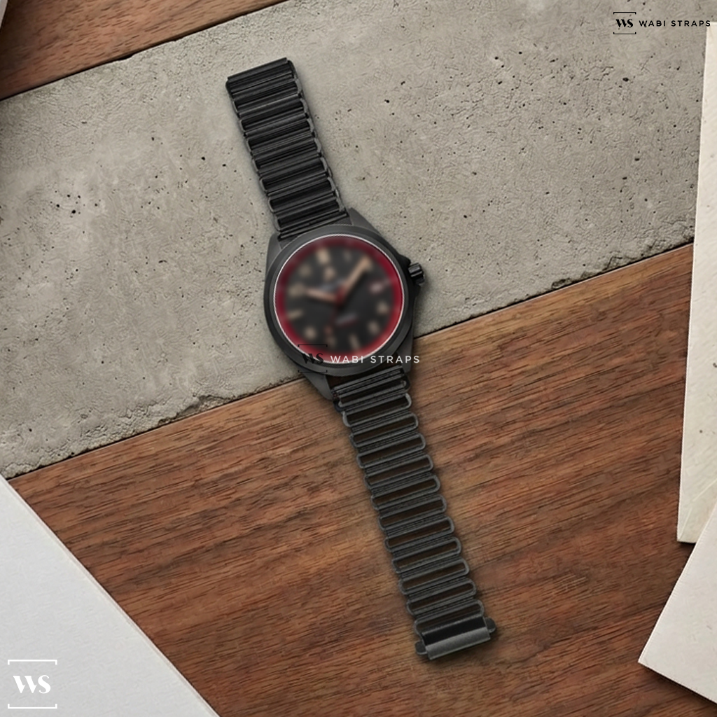 Black Bonklip Metal Watch Bracelet on William Wood Watches Fearless Collection 39mm Mens Watch Black WWFR02