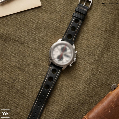Black Perforated Leather Watch Strap on Grand Prix de Monaco Historique 2016 Race Edition Automatic Men's Watch