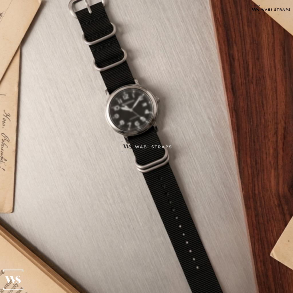 Black Solid Plain Nylon Watch Strap on Audermars Piguet Automatic Oval Case