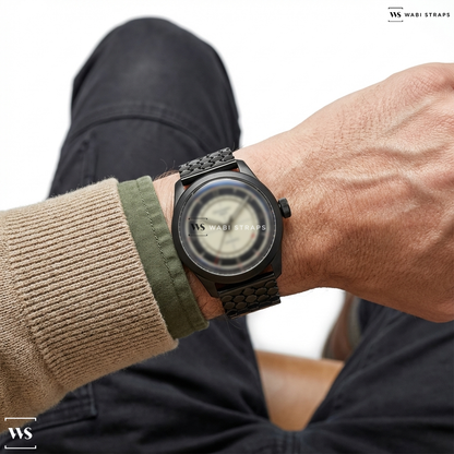 Black Honeycomb Metal Watch Bracelet on Christopher Ward C65 Sandstorm Chronometer