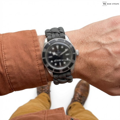 Black Woven Nylon Watch Strap on Tudor Black Bay 41mm steel case steel bracelet M7941A1A0NU-0001