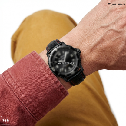 Black Shark Grain Leather Watch Strap on SCUBA FIFTY FATHOMS COLLECTION OCEAN OF STORMS