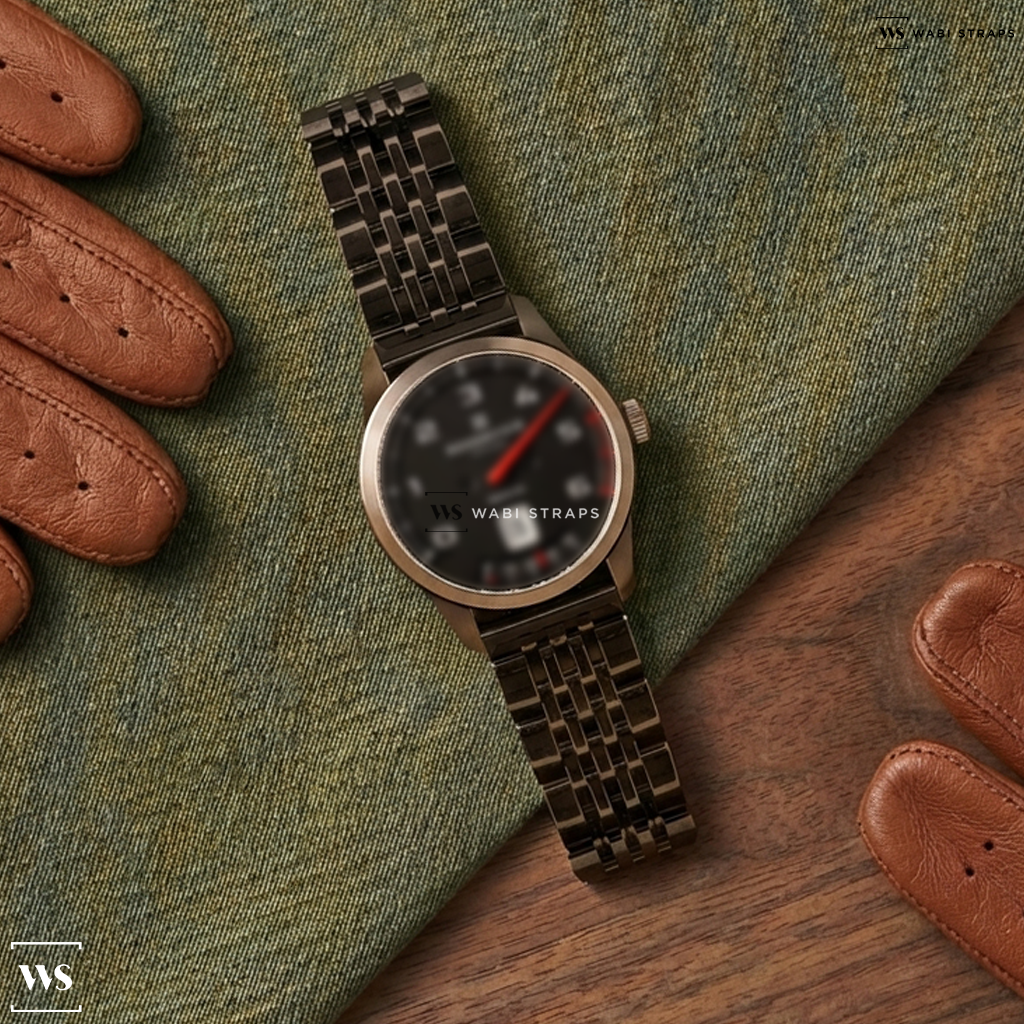 Black 7-Link Jubilee Metal Watch Bracelet on Reservoir GT Tour Sans Date Leather RSV01.GT/131-12