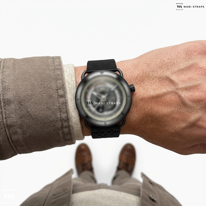 Black 7-Link Jubilee Metal Watch Bracelet on REC Watches TTT Icon1000