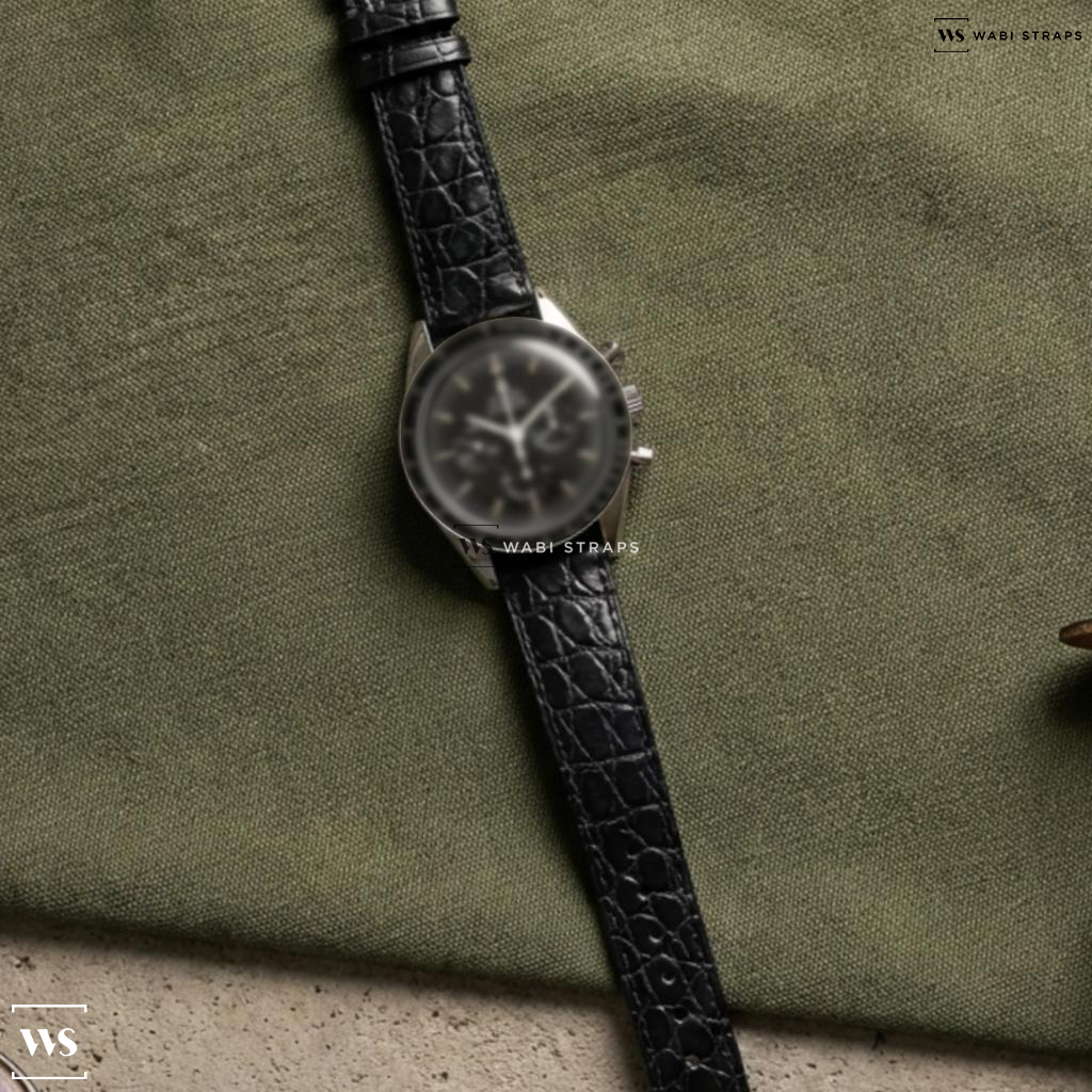 black leather dress watch Black Tapered Dress Watch Strap