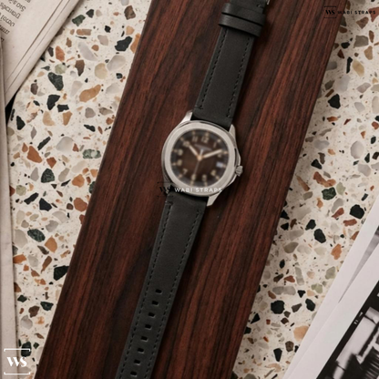 Black Matte Leather Watch Strap on Patek Philippe Aquanaut