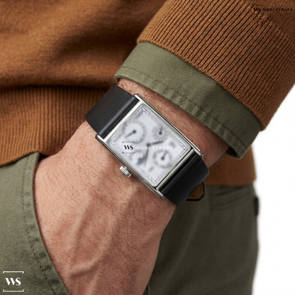 Black Smooth Leather Watch Strap on IWC Novecento Perpetual Calendar Platinum