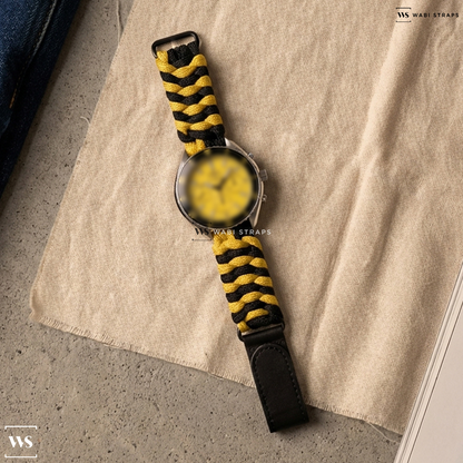 Black/Yellow Woven Nylon Watch Strap on Doxa Sub 200 C-Graph Divingstar 45mm Mens Watch 798.10.361.31