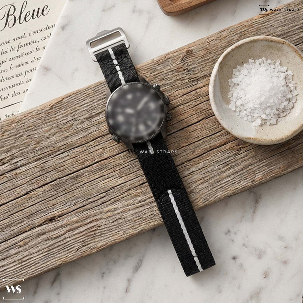 Black/Grey 1-Stripe Nylon Watch Strap on Citizen Promaster Land