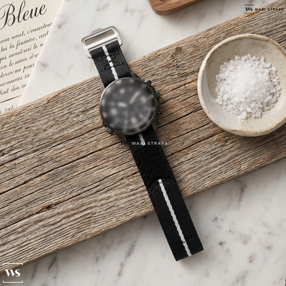Black/Grey 1-Stripe Nylon Watch Strap on Citizen Promaster Land