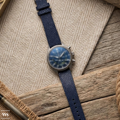 Blue Stingray Grain Leather Watch Strap on IWC Pilot's Watch Chronograph "Blue Angels" Edition