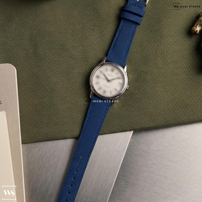 Blue Rough Weave Canvas Watch Strap on Zenith Cosmopolitan