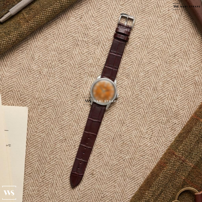 Brown Bamboo Grain Leather Watch Strap on Omega Seamaster