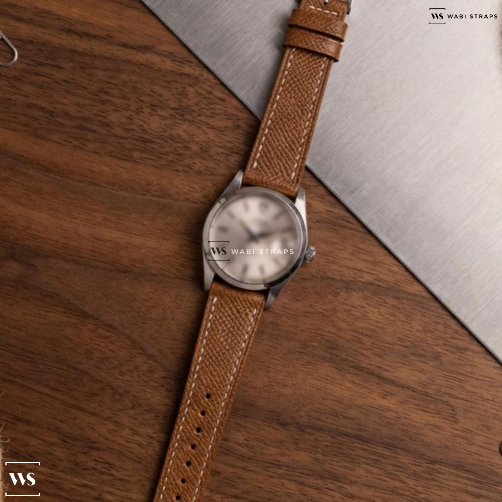 Brown Pebbled Leather Watch Strap on Tudor Prince Oysterdate “Big Rose”