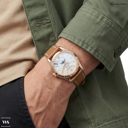 Brown Pebbled Leather Watch Strap on Patek Philippe Annual Calendar "Wempe" Limited Edition to 125 Pieces 18K Rose Gold