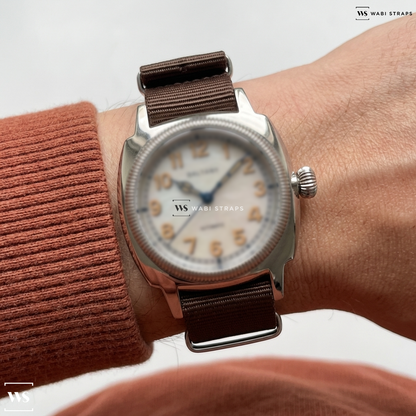 Brown Solid Plain Nylon Watch Strap on The Nodus x Raven Trailtrekker